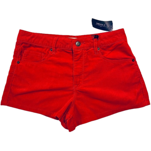 Forever 21 Pants - Forever 21 Red Corduroy High Rise Shorts NWT Sz 26